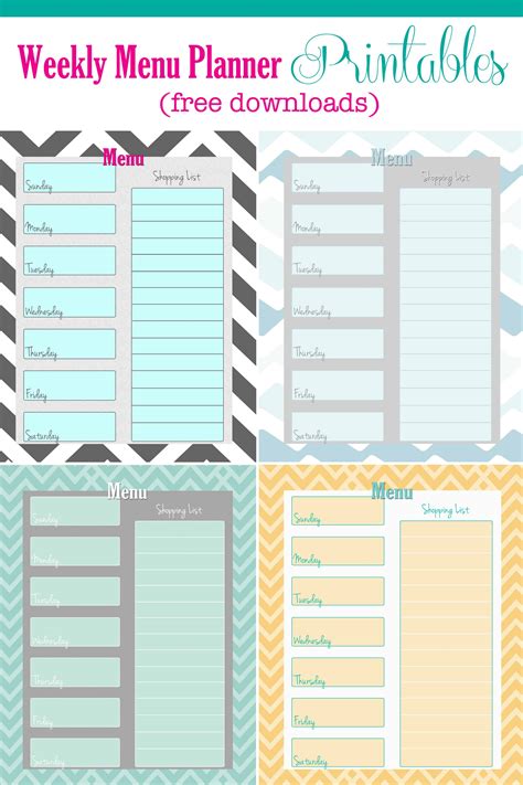Menu Planner Template Free