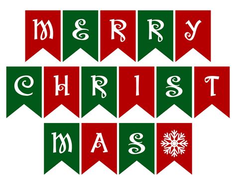 Merry Christmas Printable Banner Free