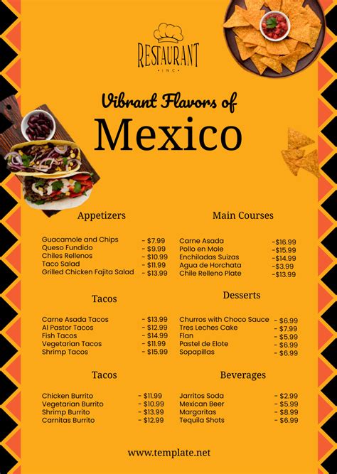 Mexican Restaurant Menu Template
