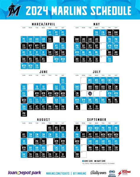 Miami Marlins Printable Schedule
