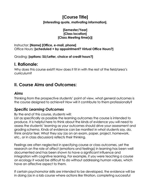 Microsoft Word Syllabus Template