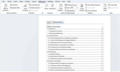 Microsoft Word Table of Contents