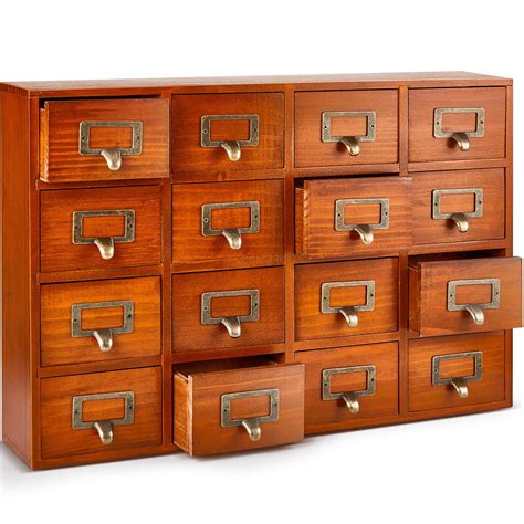 Mini Small Card Catalog Apothecary Tea Box Chest