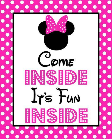 Minnie Mouse Come Inside It's Fun Inside Printable