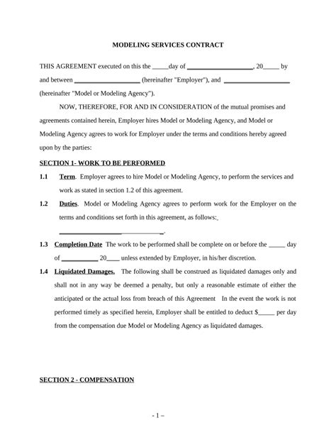 Modeling Contract Template