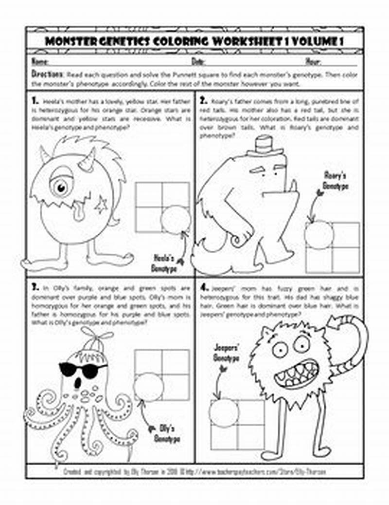 Monster Genetics Coloring Worksheet Answer Key