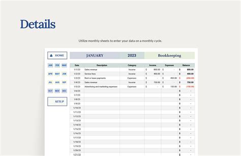 Monthly Bookkeeping Template