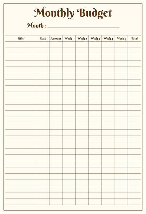 Monthly Budget Calendar Template