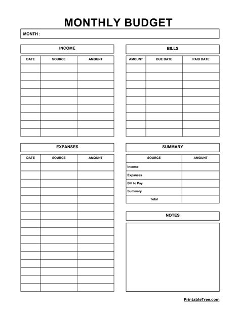 Monthly Budget Sheet Template Free