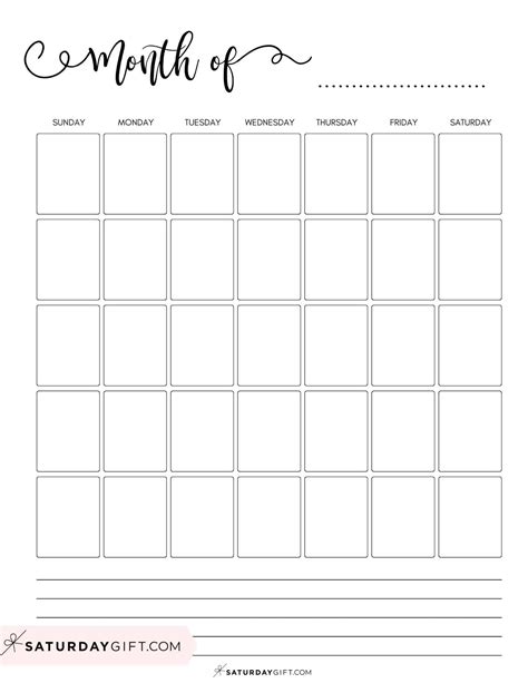 Monthly Calendar Printables
