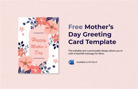 Mothers Day Card Word Template