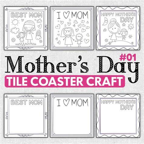 Mothers Day Tile Coaster Template Free