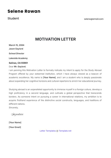 Motivation Letter Templates