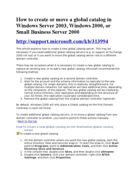 Move Global Catalog Server 2003 To 2012