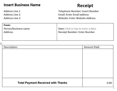 Ms Word Receipt Template