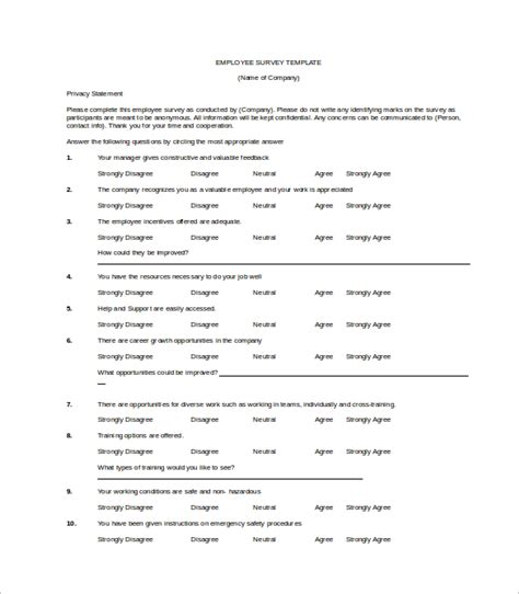 Ms Word Survey Template
