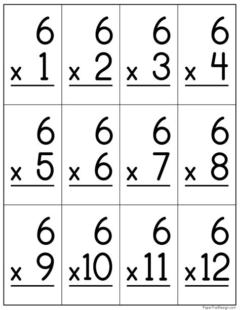 Multiplication Flash Cards Printable Free 1 12