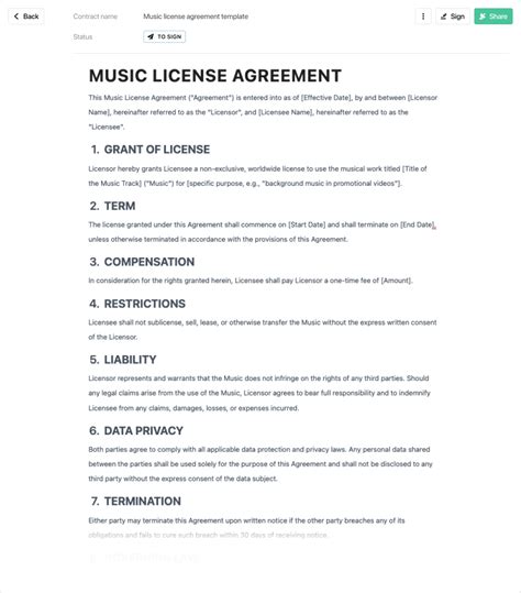 Music License Agreement Template