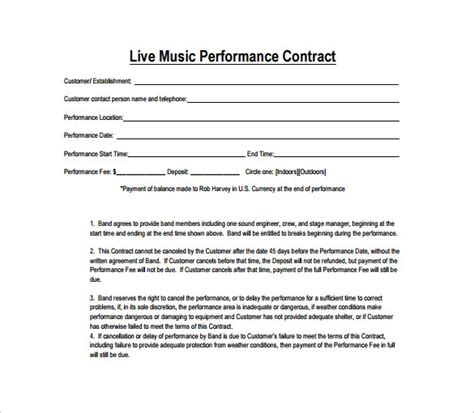 Music Performance Contract Template