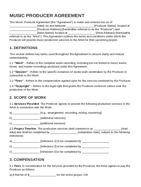Music Producer Contract Template