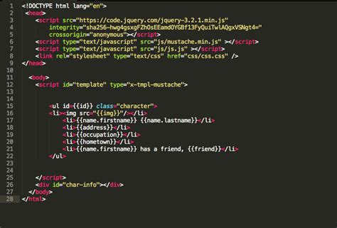 Mustache Template Js