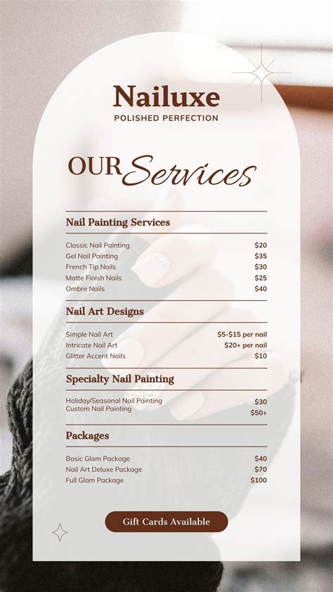 Nail Prices Template