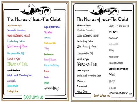 Names Of Jesus Printable