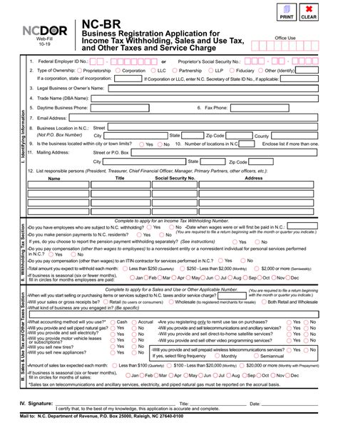 Nc Br Aplly For Sales And Use Number Printables Forms
