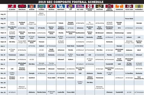 Ncaa Football Printable Schedule