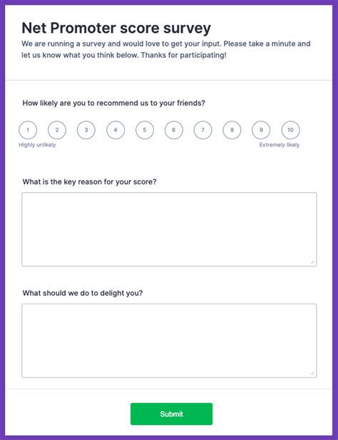 Net Promoter Score Survey Template