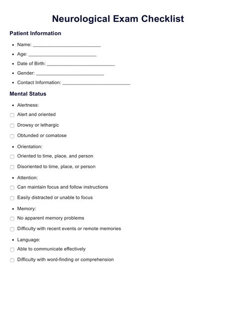 Neurology Physical Exam Template
