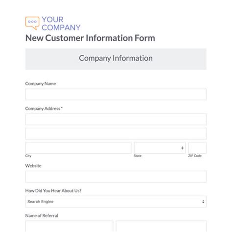 New Customer Form Template