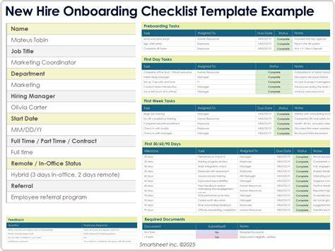 New Hire Onboarding Checklist Template