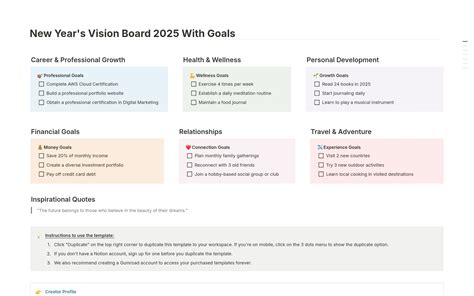 New Year Vision Board Template