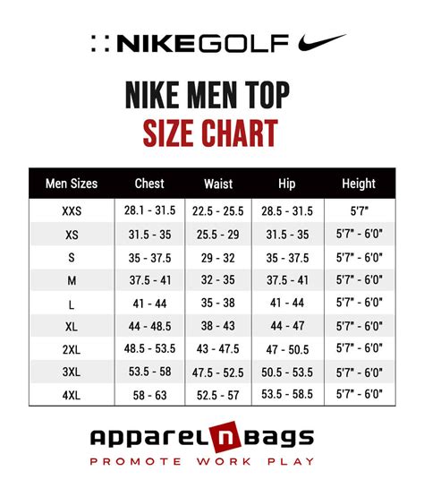 Nike Size Chart Clothing