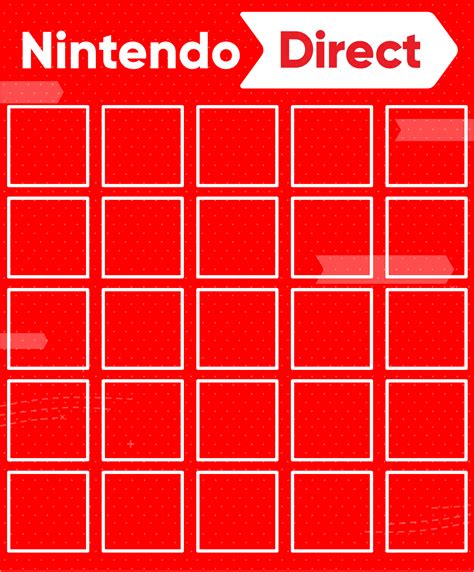 Nintendo Direct Bingo Card Template