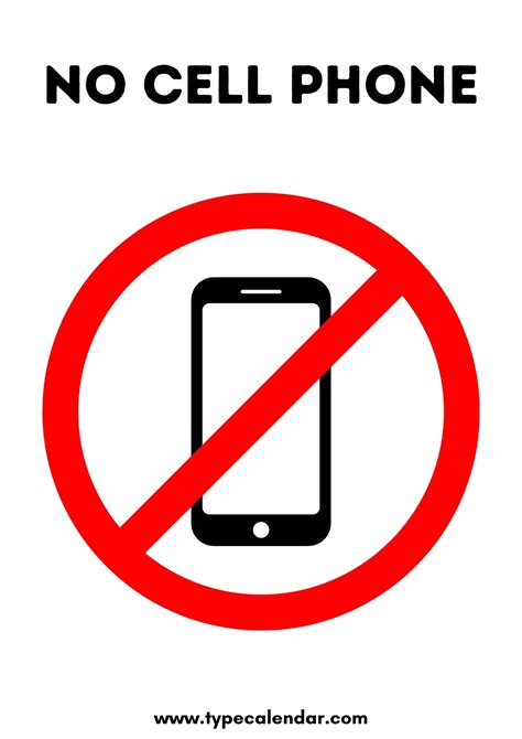 No Cell Phone Printable Sign