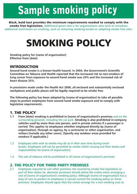 No Smoking Policy Template