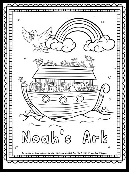 Noahs Ark Rainbow Coloring Page Printable
