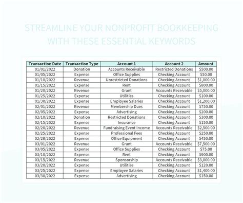 Nonprofit Bookkeeping Template