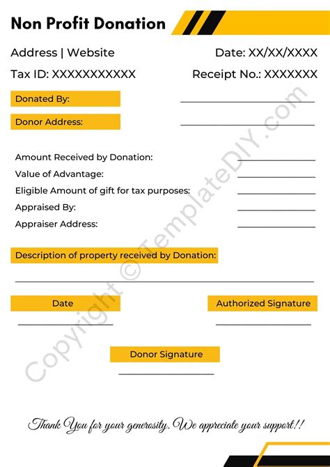 Not For Profit Donation Receipt Template