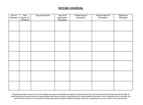 Notary Journal Page Printable