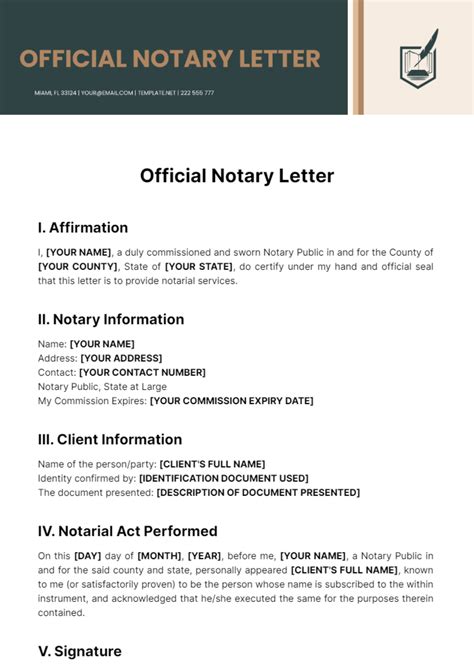Notary Template For Letter