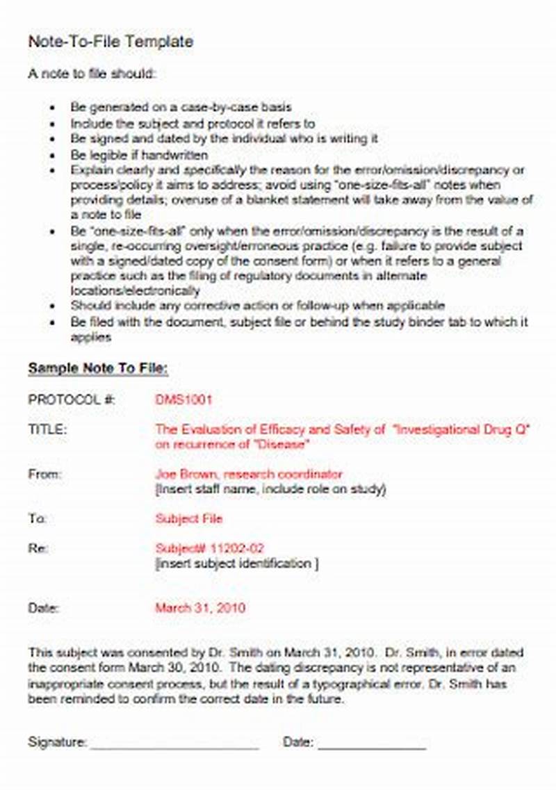 Note To File Template