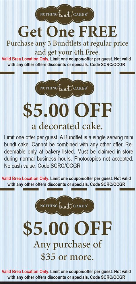 Nothing Bundt Cakes Coupons Printable