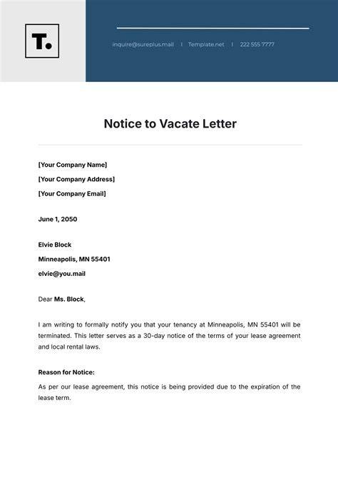Notice Of Vacate Template
