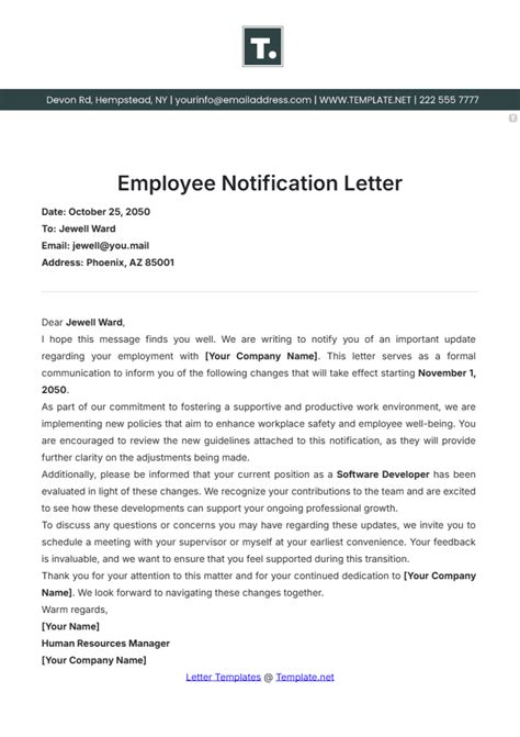 Notification Letter Template