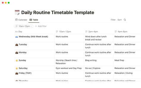 Notion Daily Routine Template