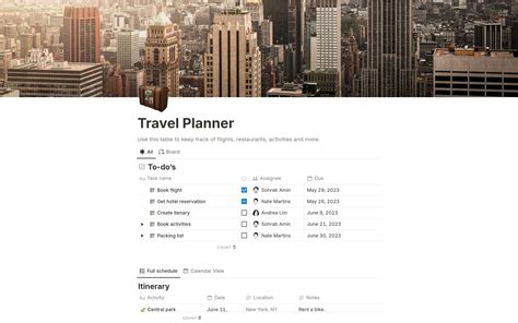 Notion Travel Template