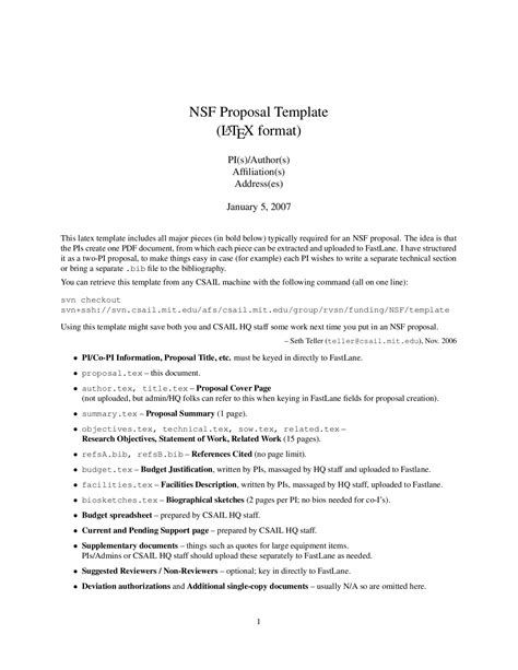 Nsf Proposal Latex Template